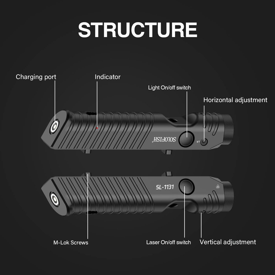 SOLOFISH 1450 Lumen Rifle Flashlight with Green Laser photo 5
