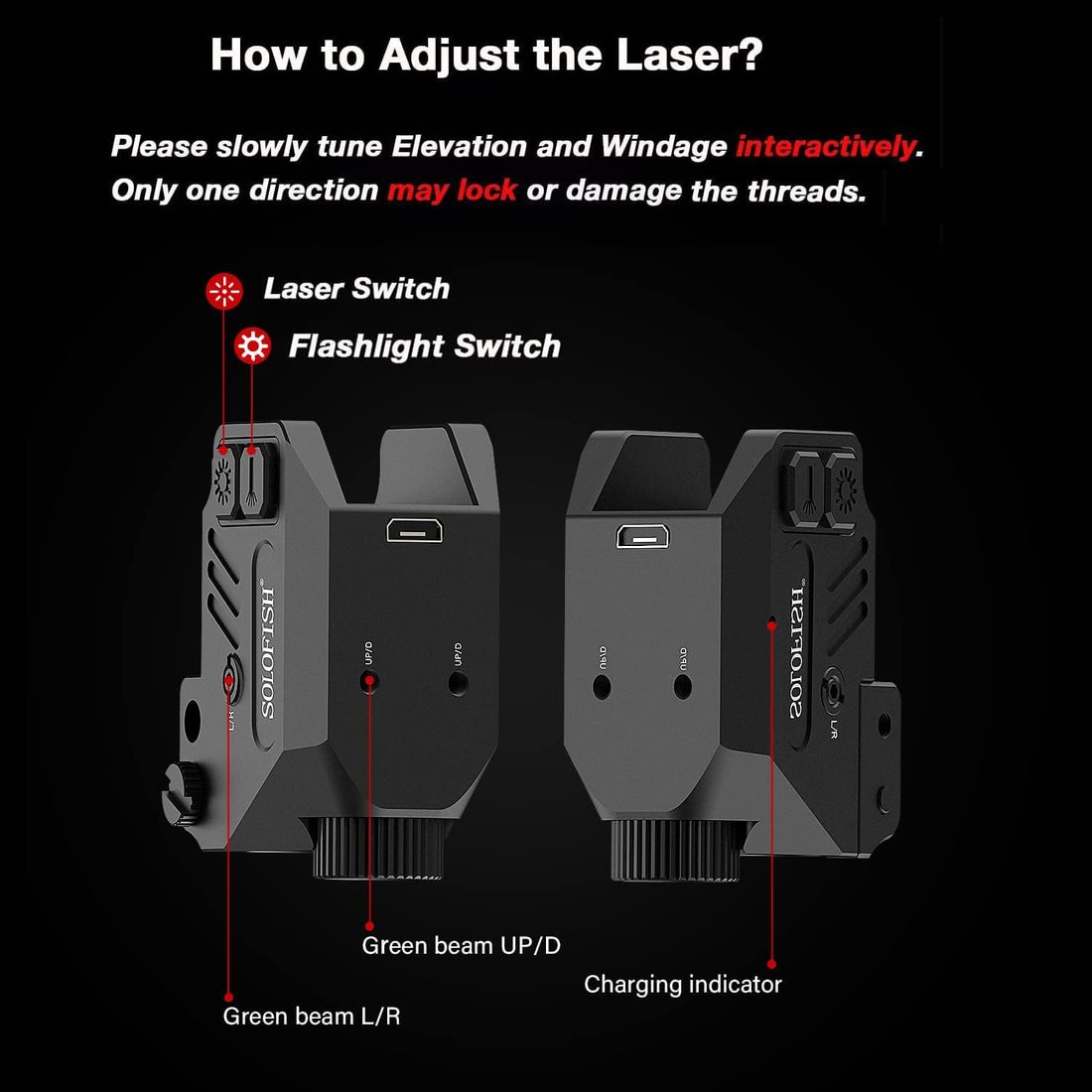 SOLOFISH Aluminum 500 Lumen Pistol Light with Dual Laser photo 5