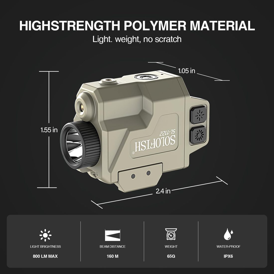 SOLOFISH 800 Lumen Light Laser Combo with Interchangeable Rail Adapters photo 4
