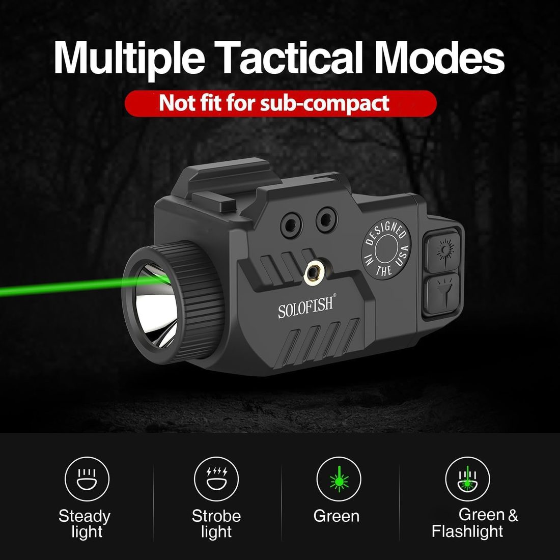 SOLOFISH 800 Lumen Rail-Mount Light Laser Combo for 1913 & GL Rails photo 3