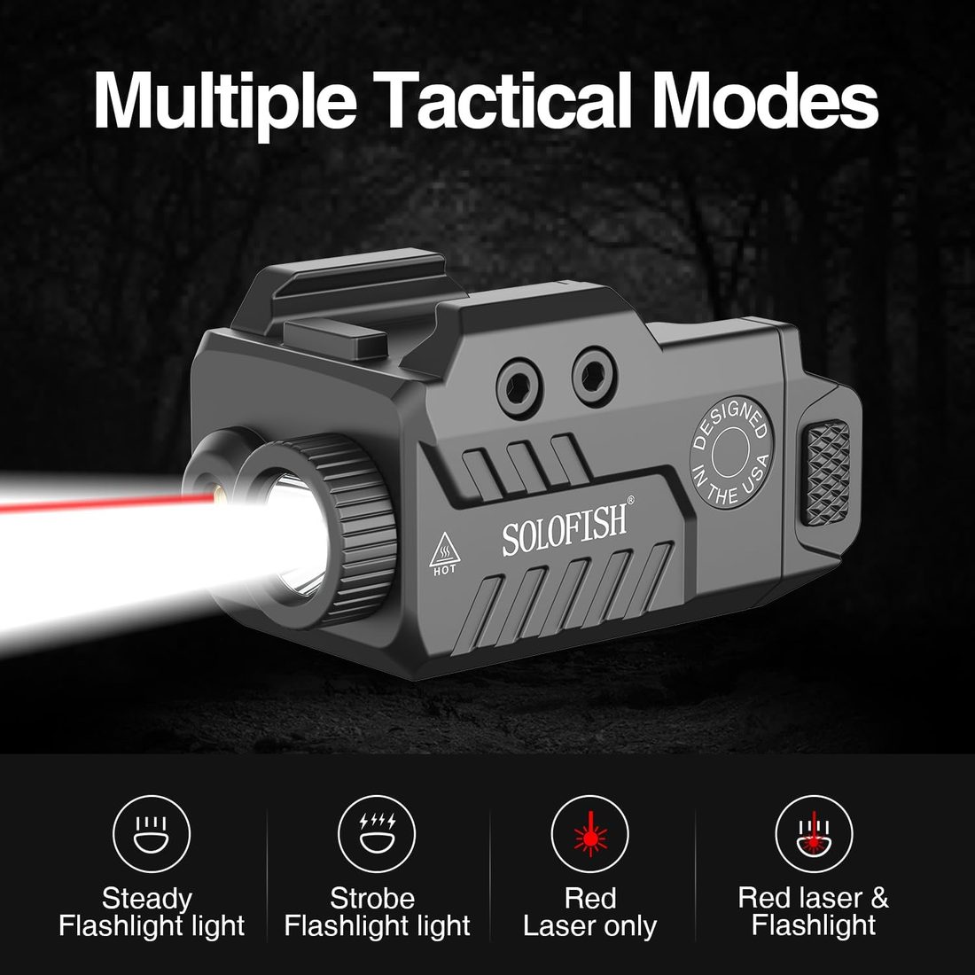SOLOFISH Compact 450 Lumen Pistol Light Laser Combo, Slidable Rail photo 4