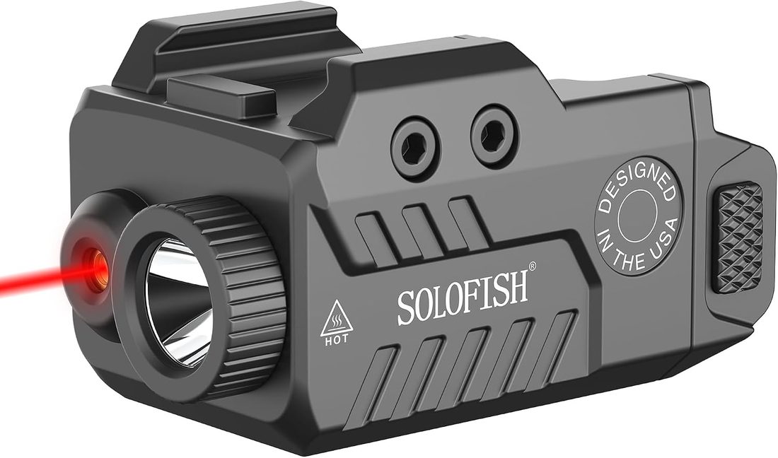 SOLOFISH Compact 450 Lumen Pistol Light Laser Combo, Slidable Rail
